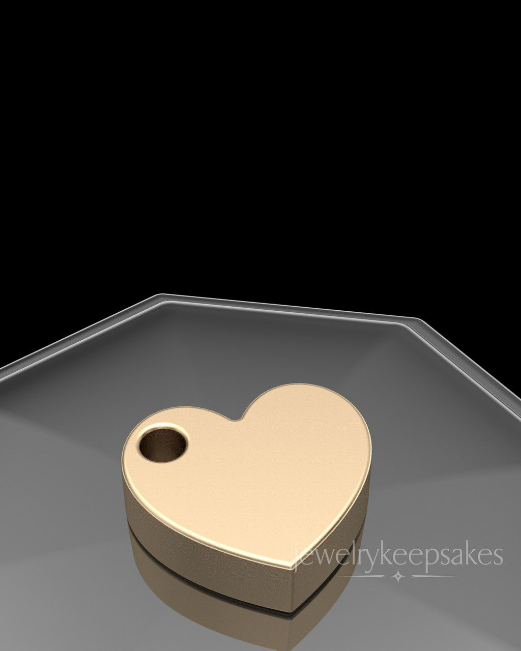 Solid 14k Gold Angled Heart Permanently Sealed Waterproof Keepsake Jewelry