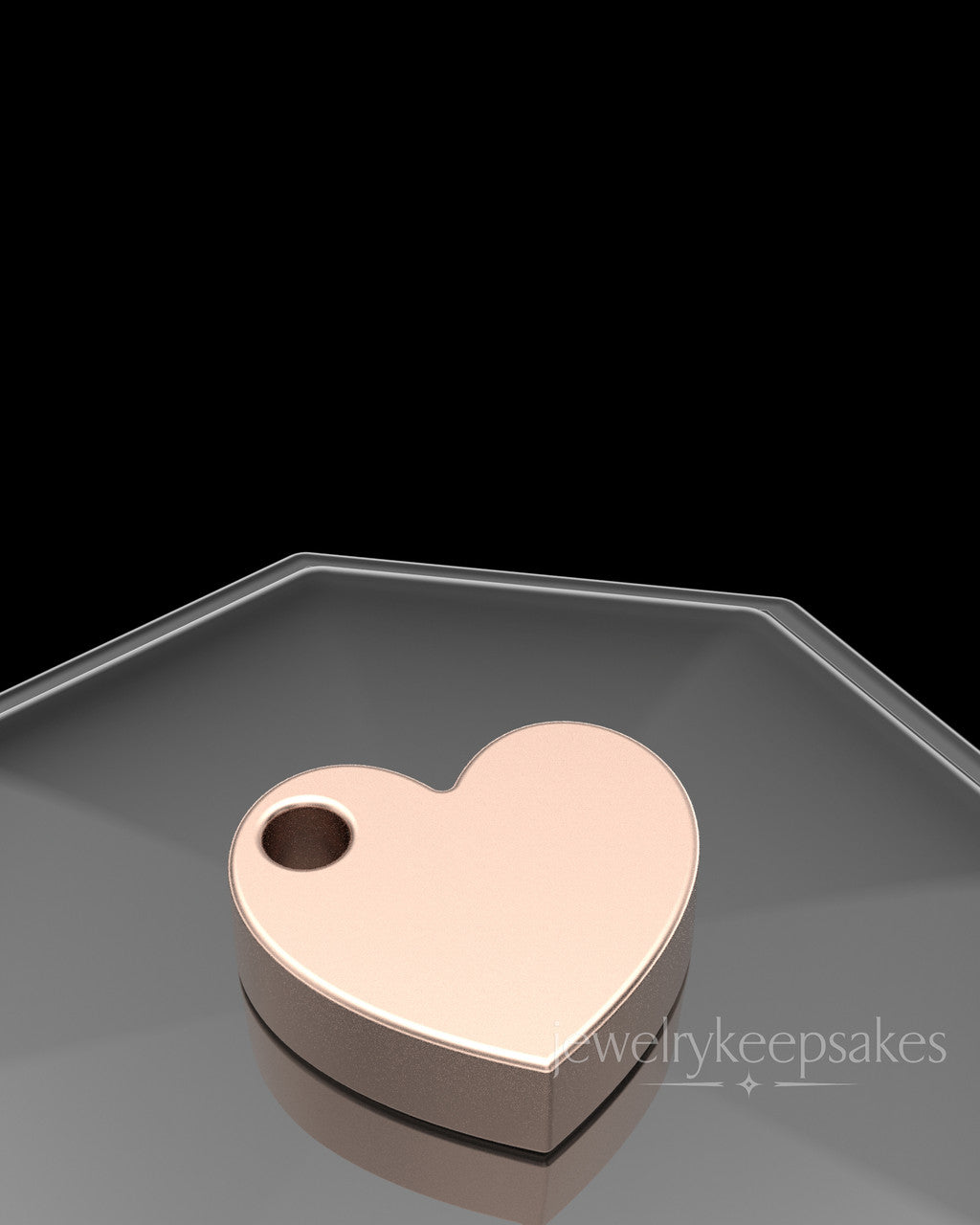 Rose Gold Plated Angled Heart Permanently Sealed Waterproof Keepsake Jewelry