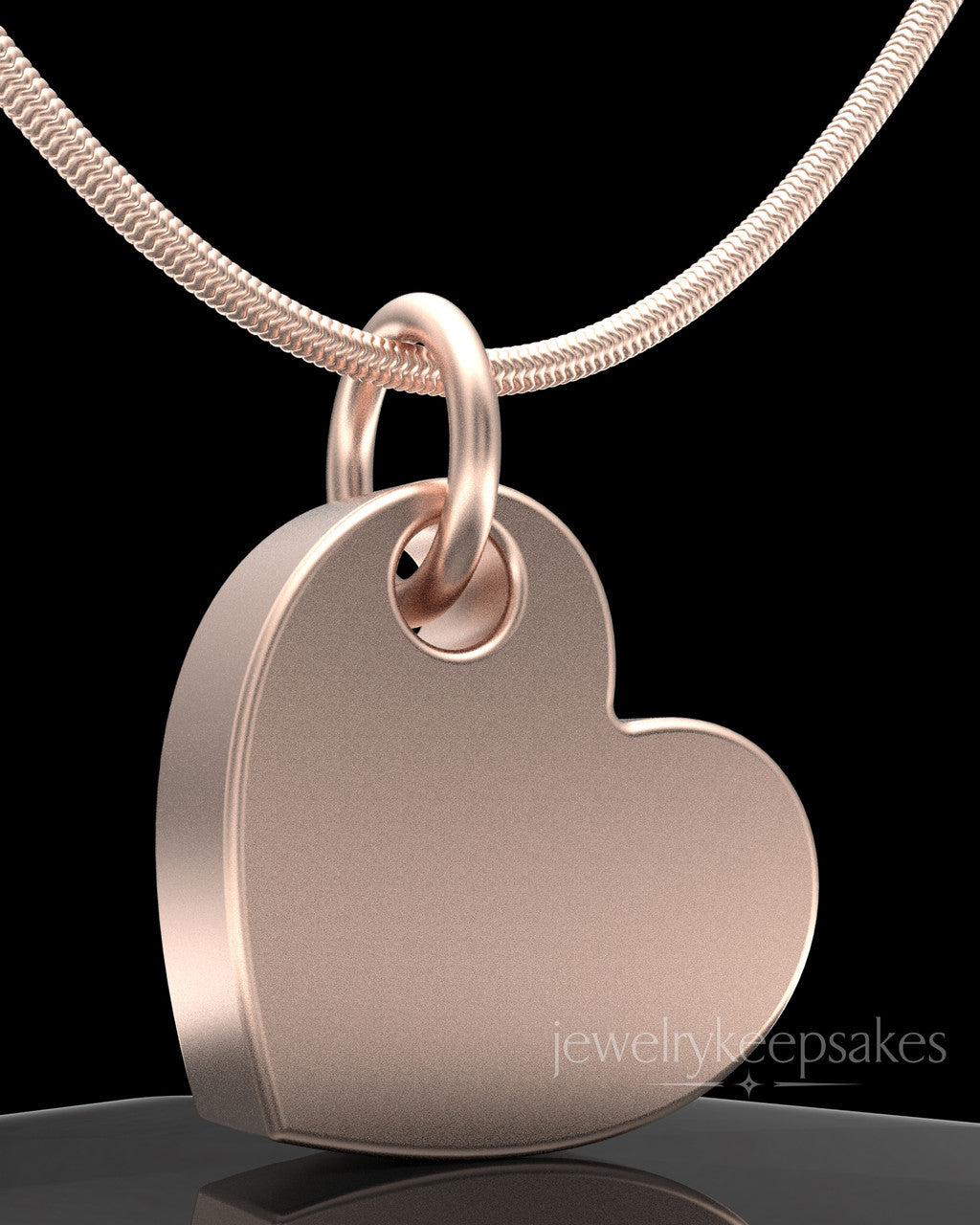 Rose Gold Plated Angled Heart Permanently Sealed Waterproof Keepsake Jewelry