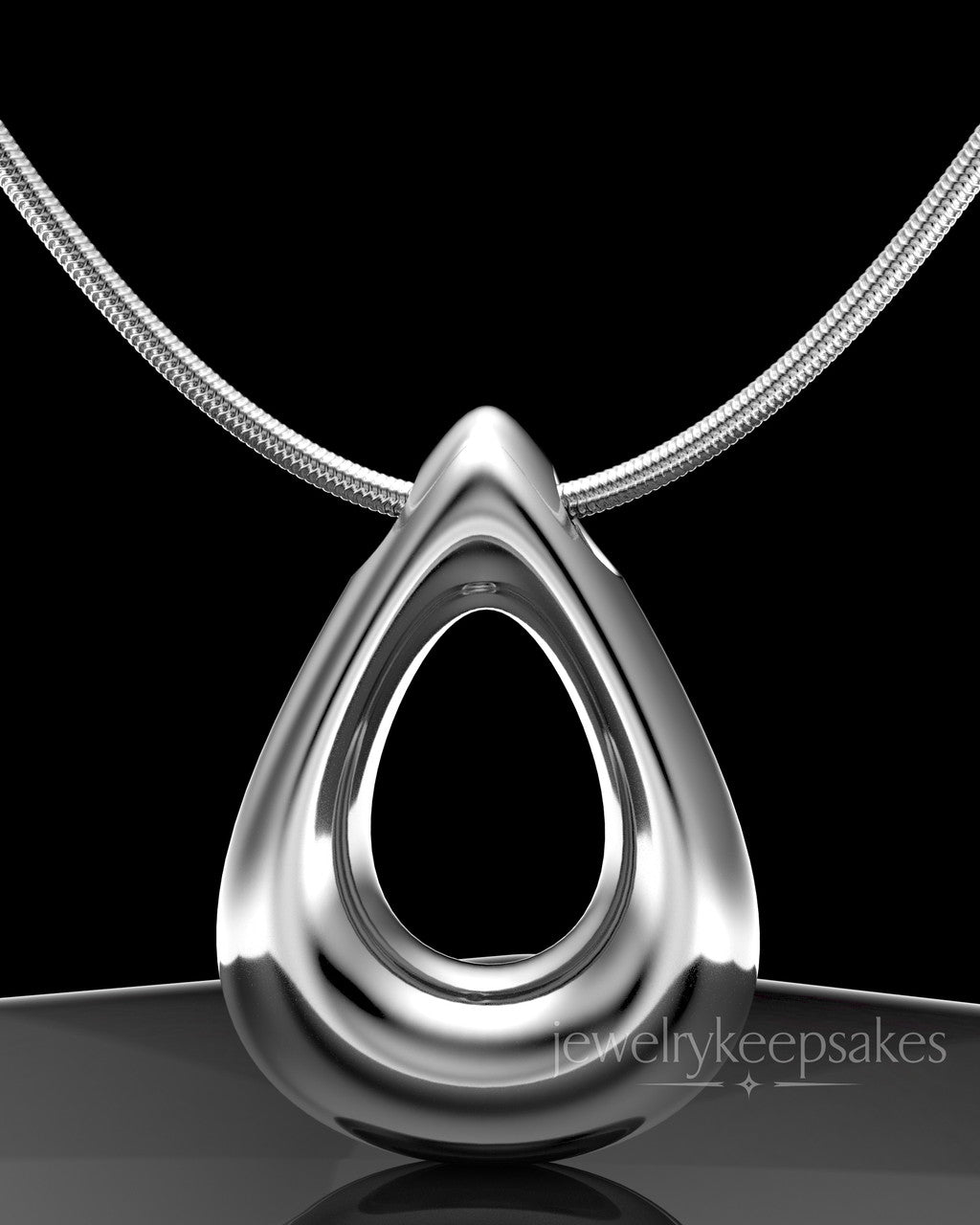 Solid 14k White Gold Permanently Sealed Teardrop Waterproof Keepsake Jewelry