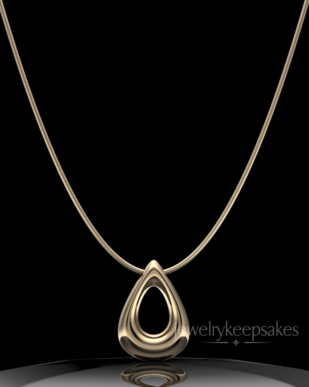 Solid 14k Gold Permanently Sealed Teardrop Waterproof Keepsake Jewelry