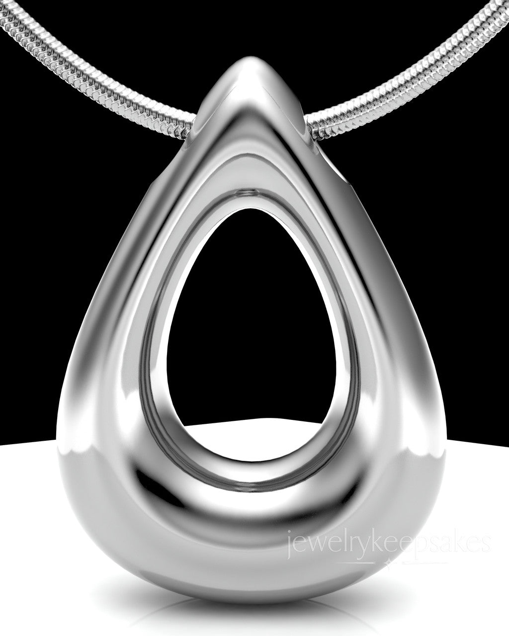 Solid 14k White Gold Permanently Sealed Teardrop Waterproof Keepsake Jewelry