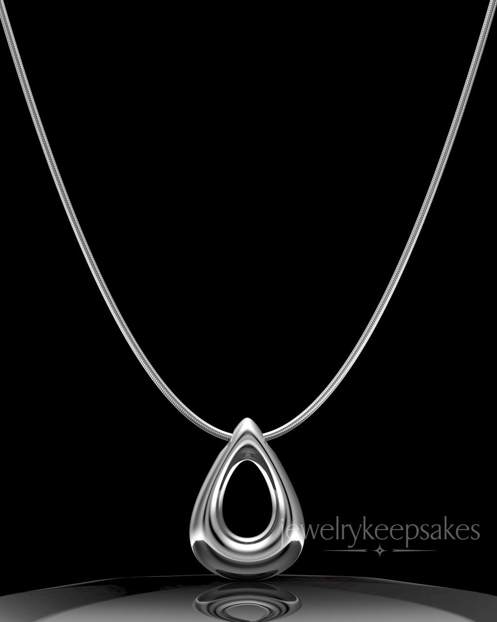 Solid 14k White Gold Permanently Sealed Teardrop Waterproof Keepsake Jewelry