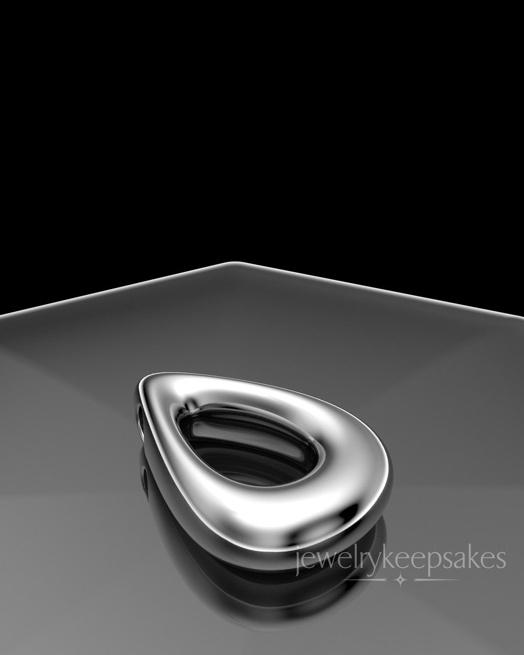Solid 14k White Gold Permanently Sealed Teardrop Waterproof Keepsake Jewelry