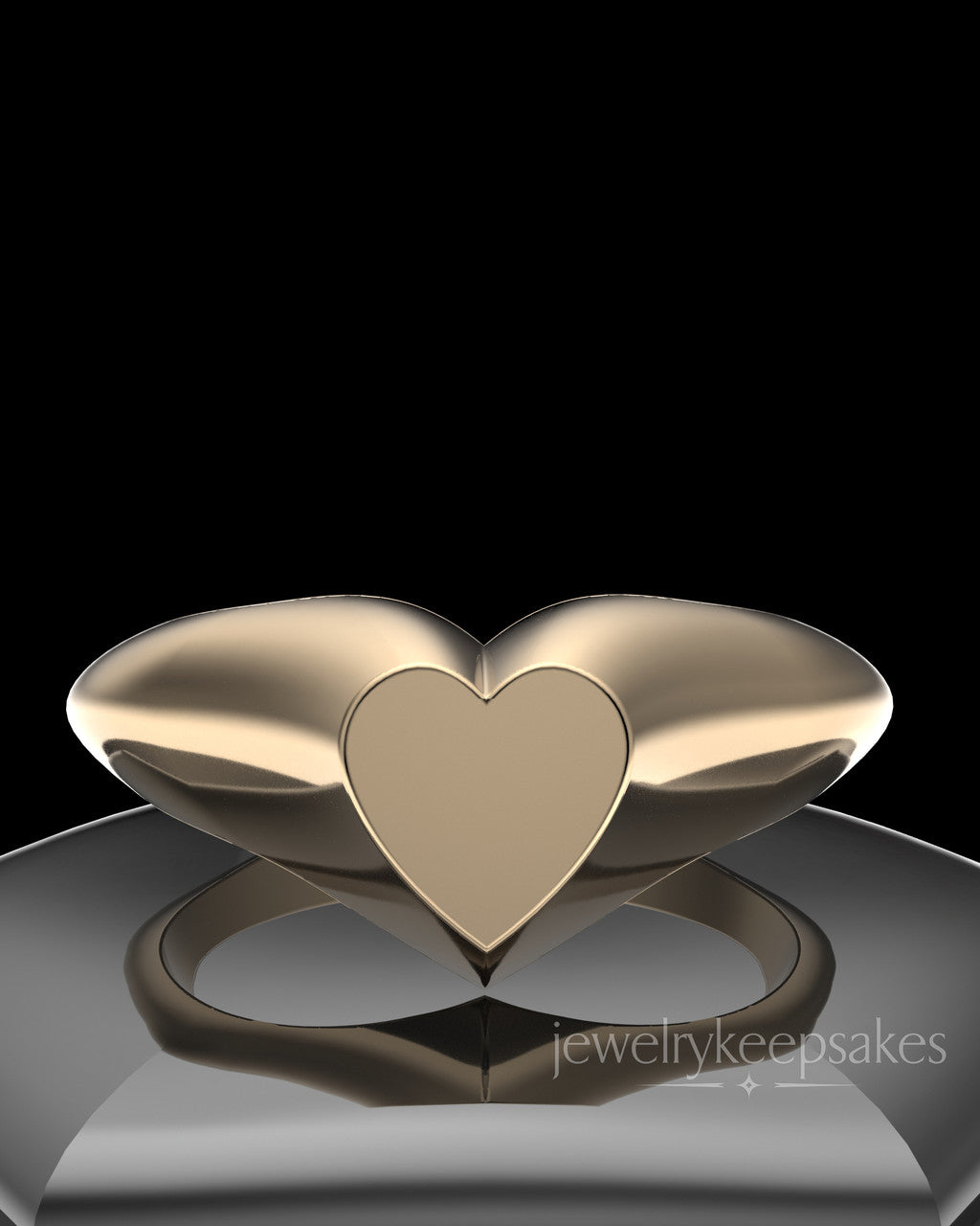 Solid 14K Yellow Gold Signet Permanently Sealed Waterproof Cremation Ring