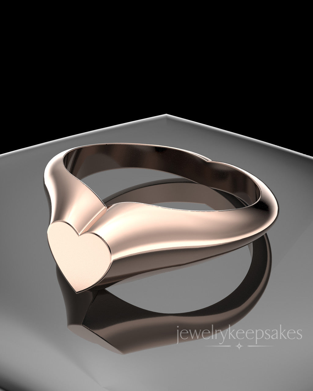 Solid 14K Rose Gold Signet Permanently Sealed Waterproof Cremation Ring