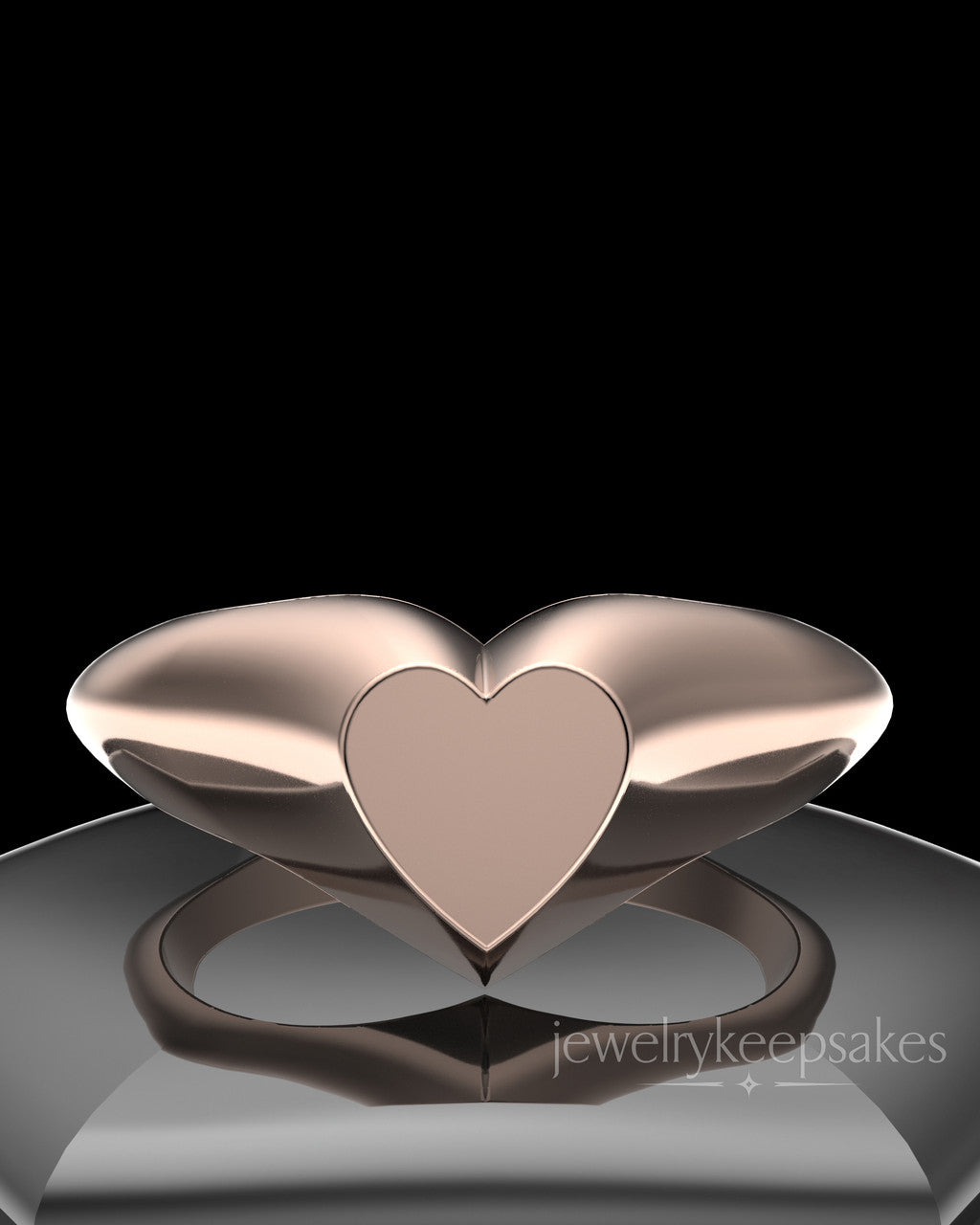Solid 14K Rose Gold Signet Permanently Sealed Waterproof Cremation Ring