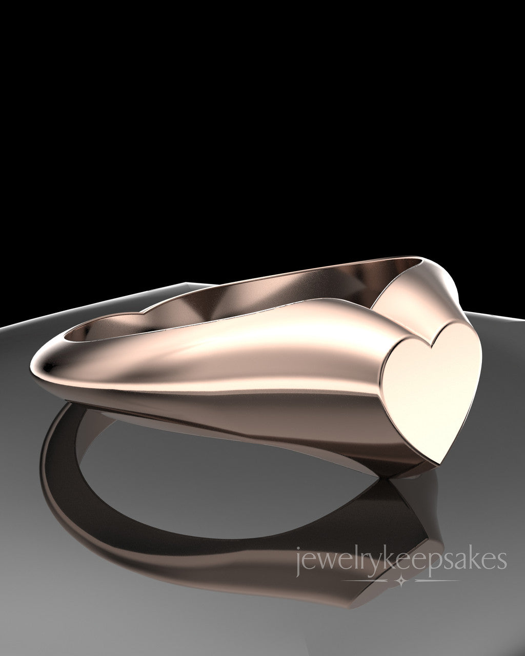 Solid 14K Rose Gold Signet Permanently Sealed Waterproof Cremation Ring