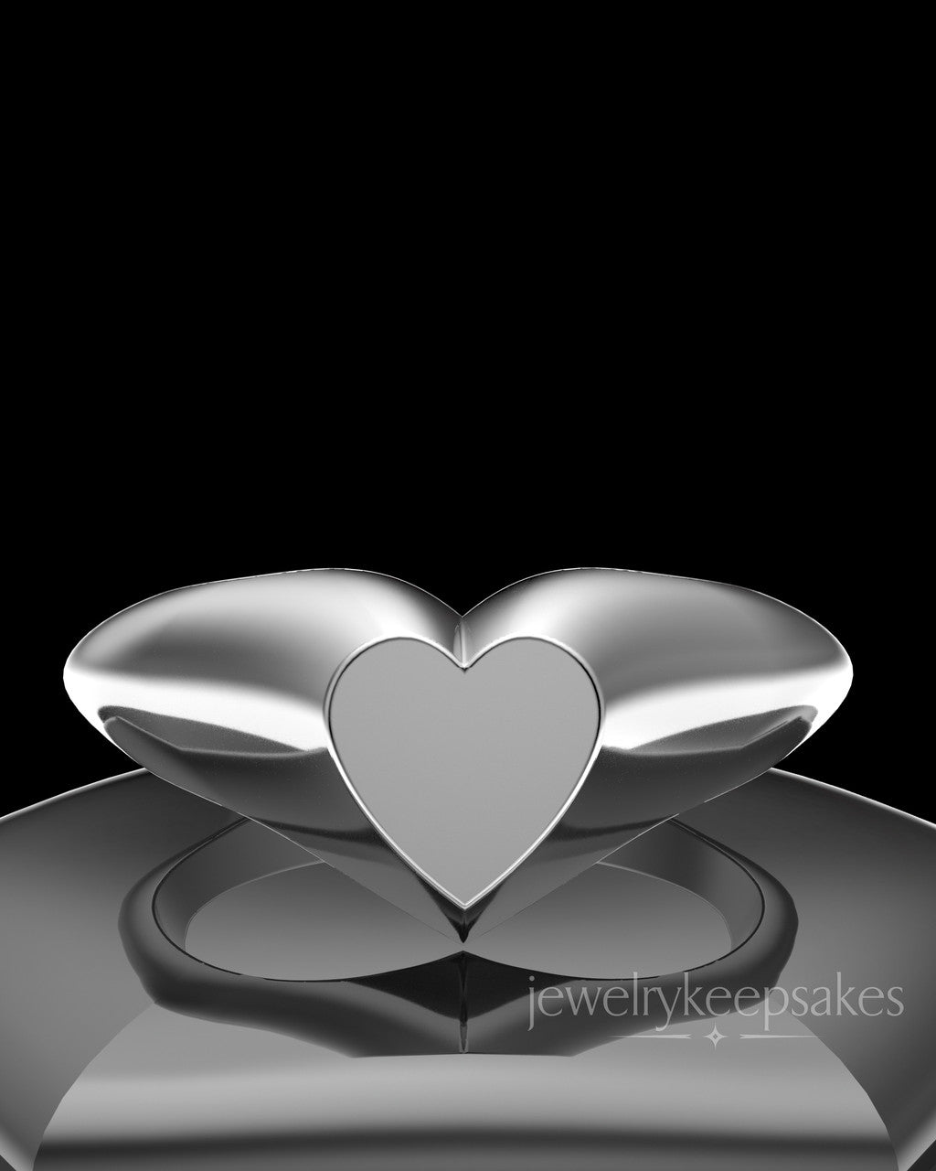 Solid 14K White Gold Signet Permanently Sealed Waterproof Cremation Ring