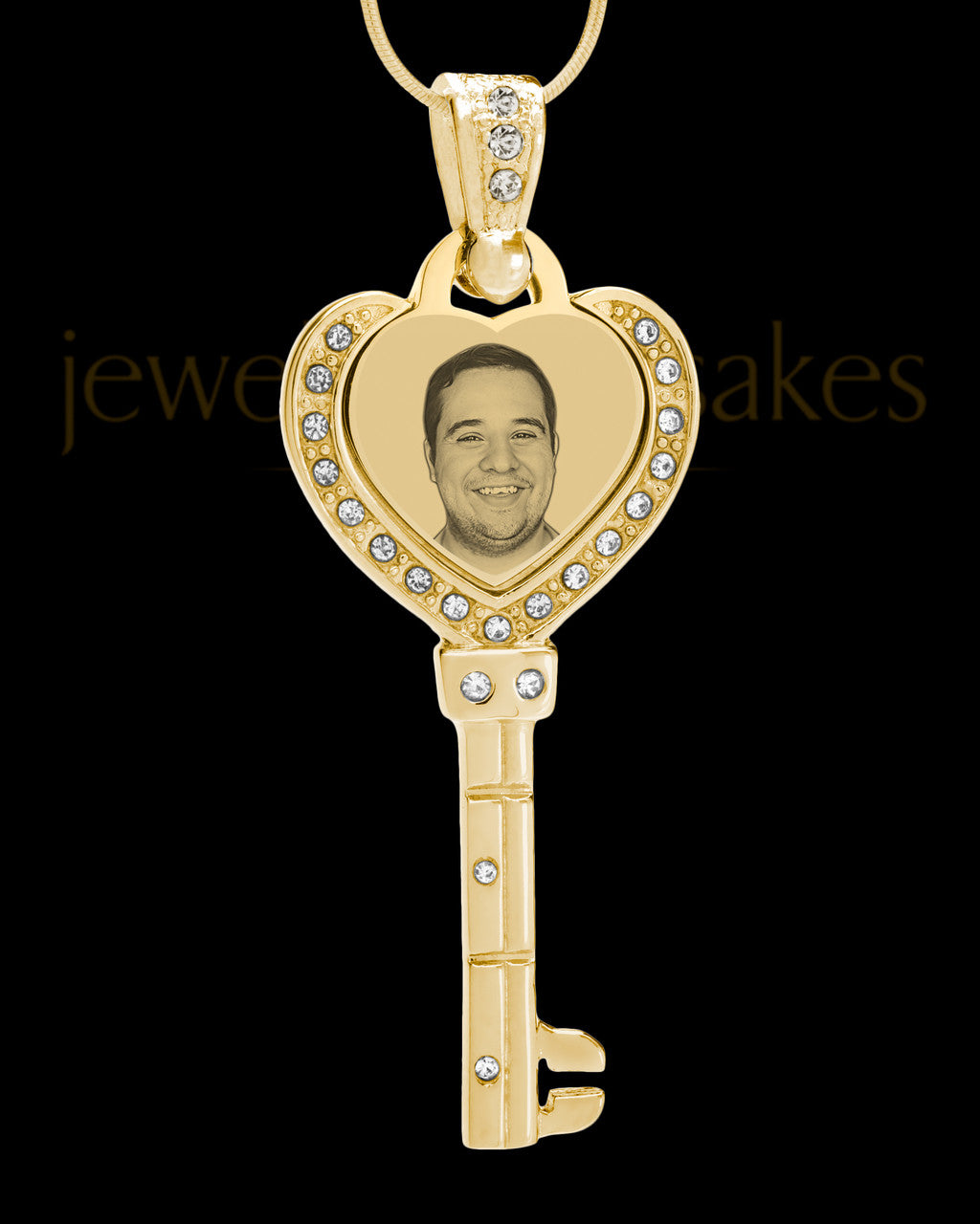 Gold Key To My Heart Photo Engraved Pendant
