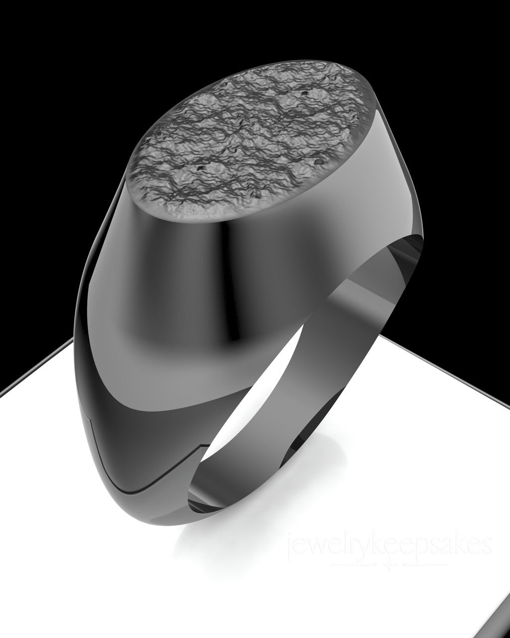Black Men's Signet Permanently Sealed Waterproof Cremation Ring