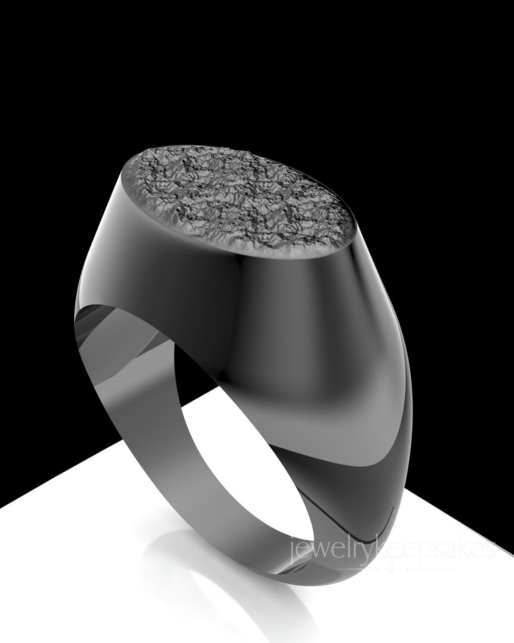 Black Men's Signet Permanently Sealed Waterproof Cremation Ring