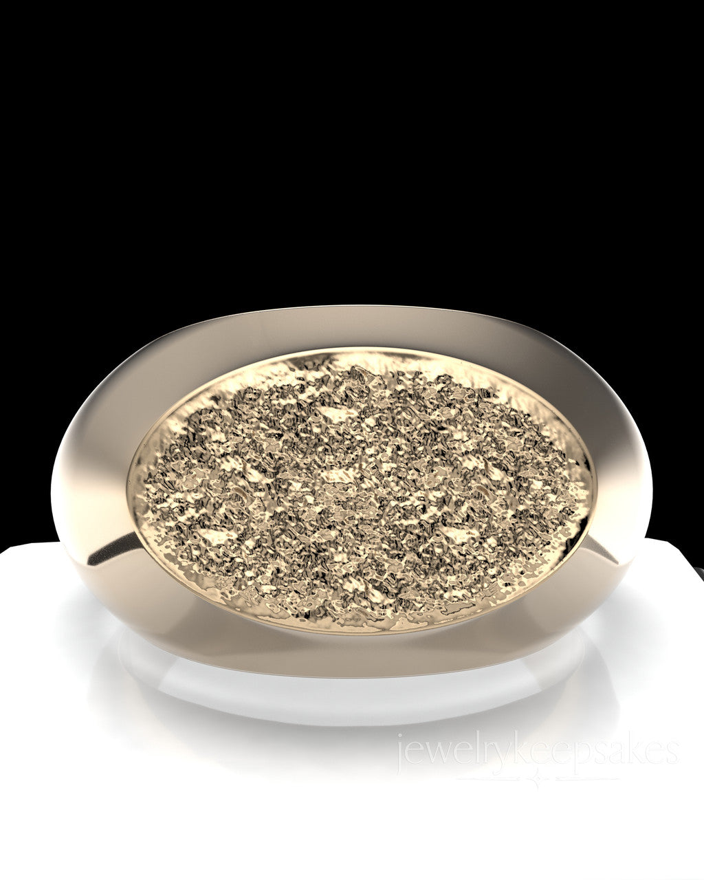 Solid 14k Yellow Gold Men's Signet Permanently Sealed Waterproof Cremation Ring