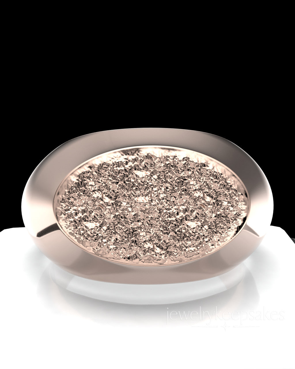 Solid 14k Rose Gold Men's Signet Permanently Sealed Waterproof Cremation Ring
