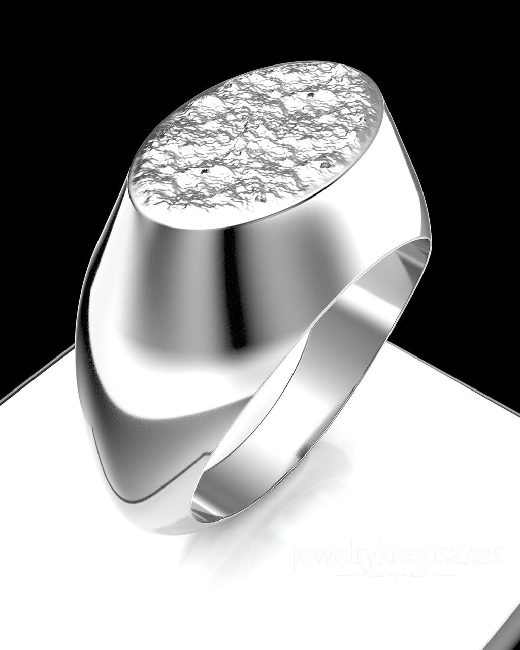 Sterling Silver Men's Signet Permanently Sealed Waterproof Cremation Ring