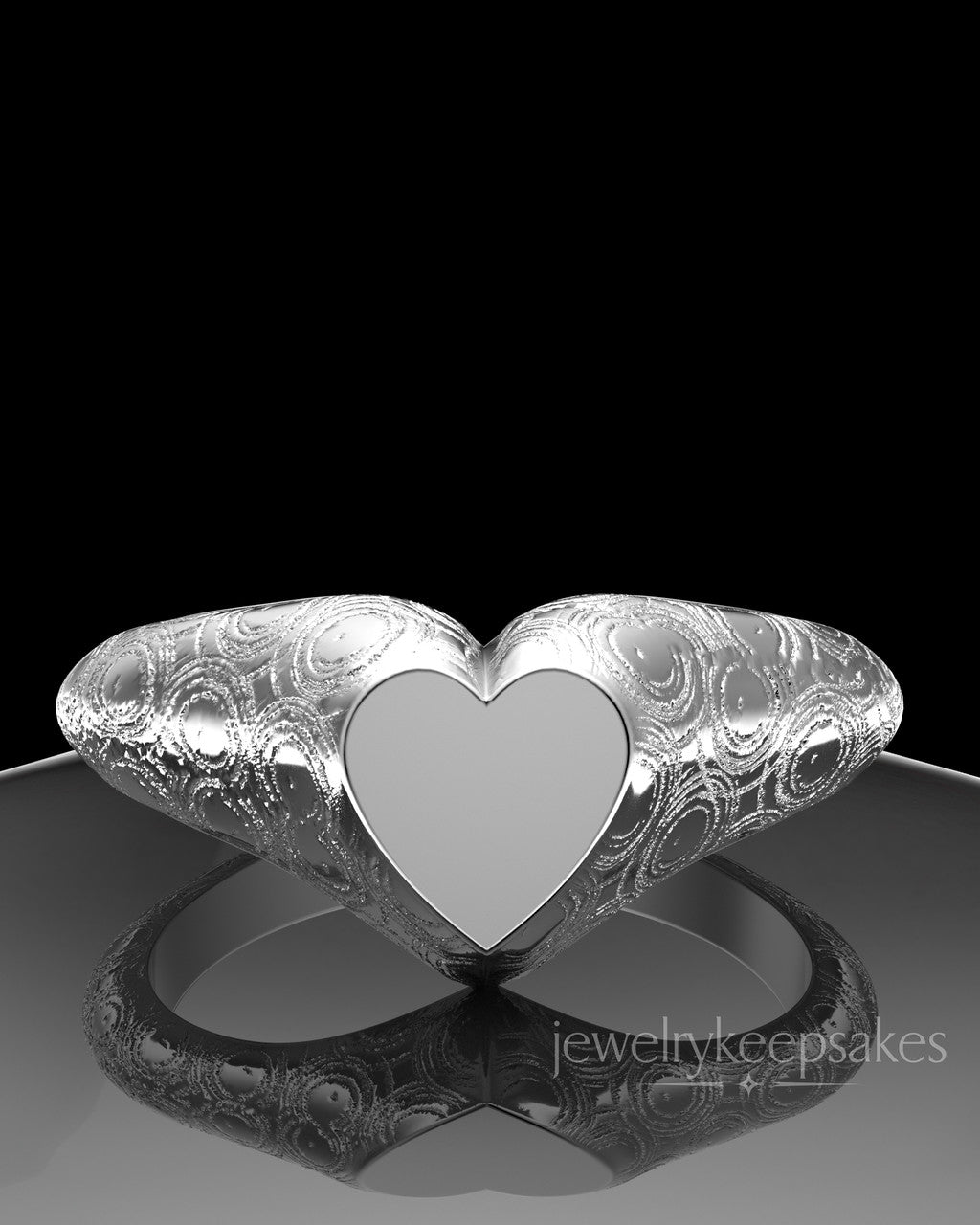 Sterling Silver Patterned Signet Permanently Sealed Waterproof Cremation Ring