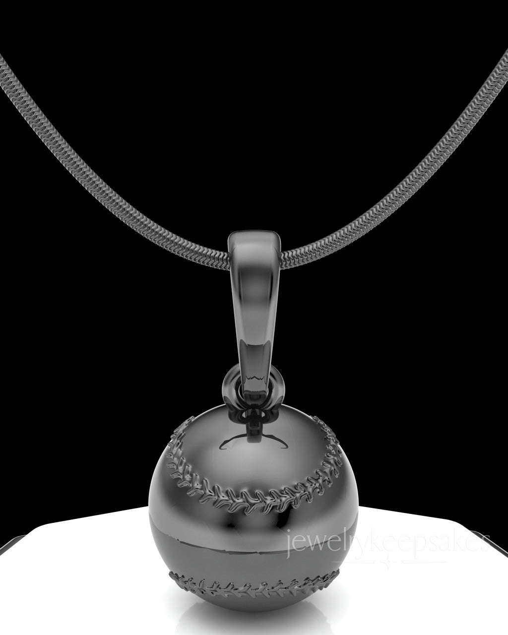 Black Plated Baseball Permanently Sealed Waterproof Cremation Pendant
