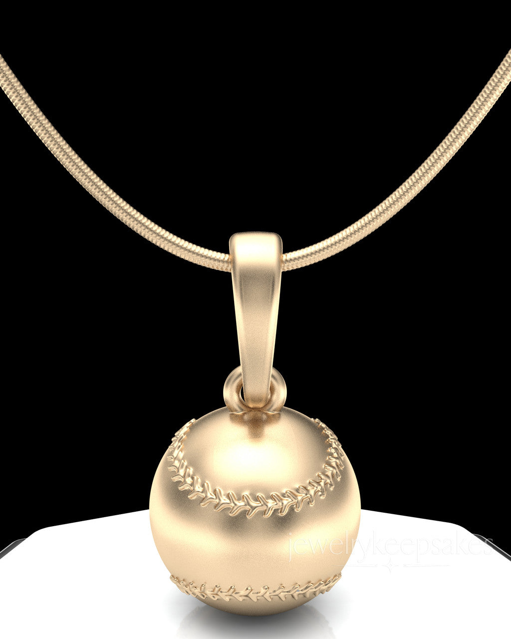 Solid 14k Gold Baseball Permanently Sealed Waterproof Cremation Pendant