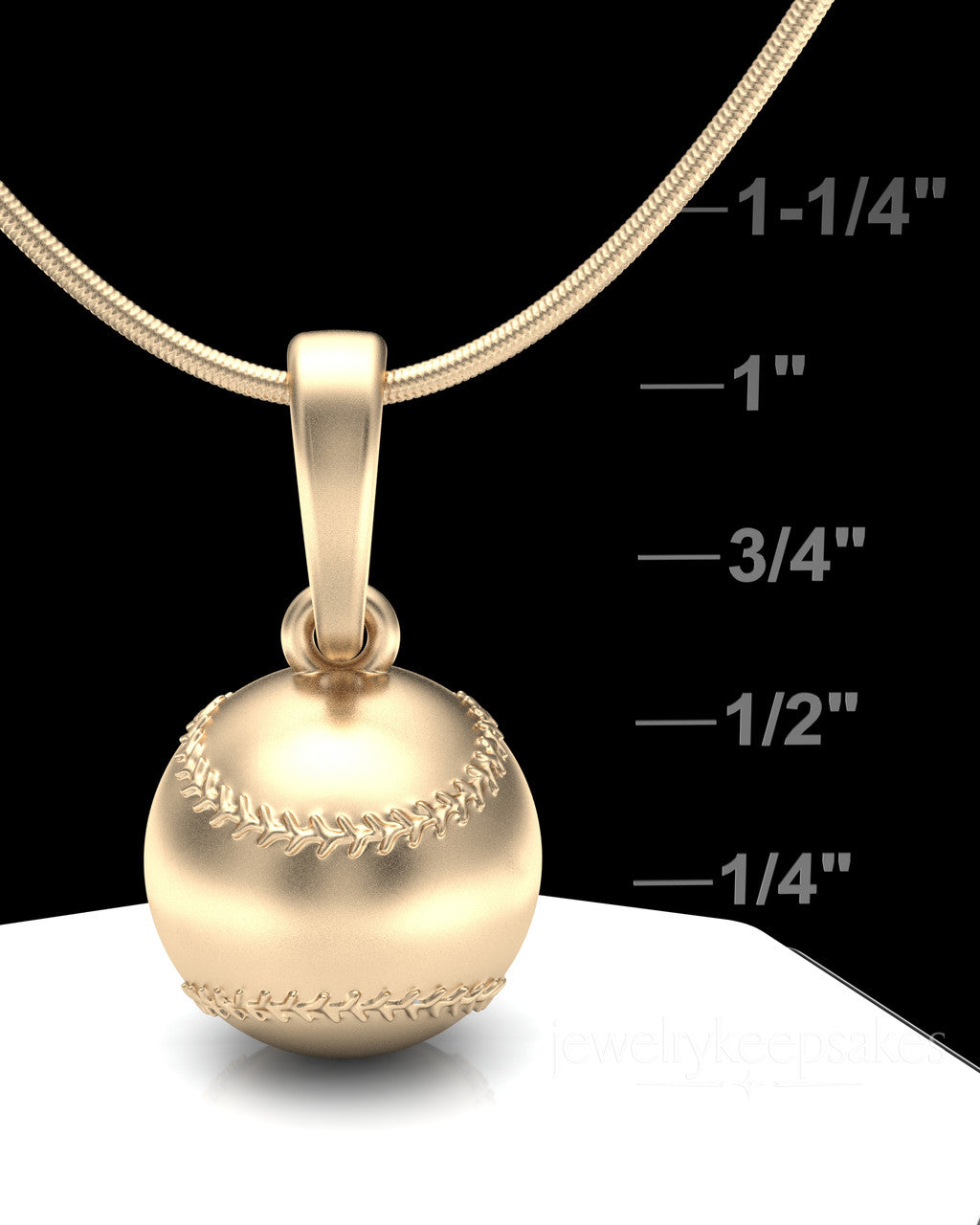 Solid 14k Gold Baseball Permanently Sealed Waterproof Cremation Pendant