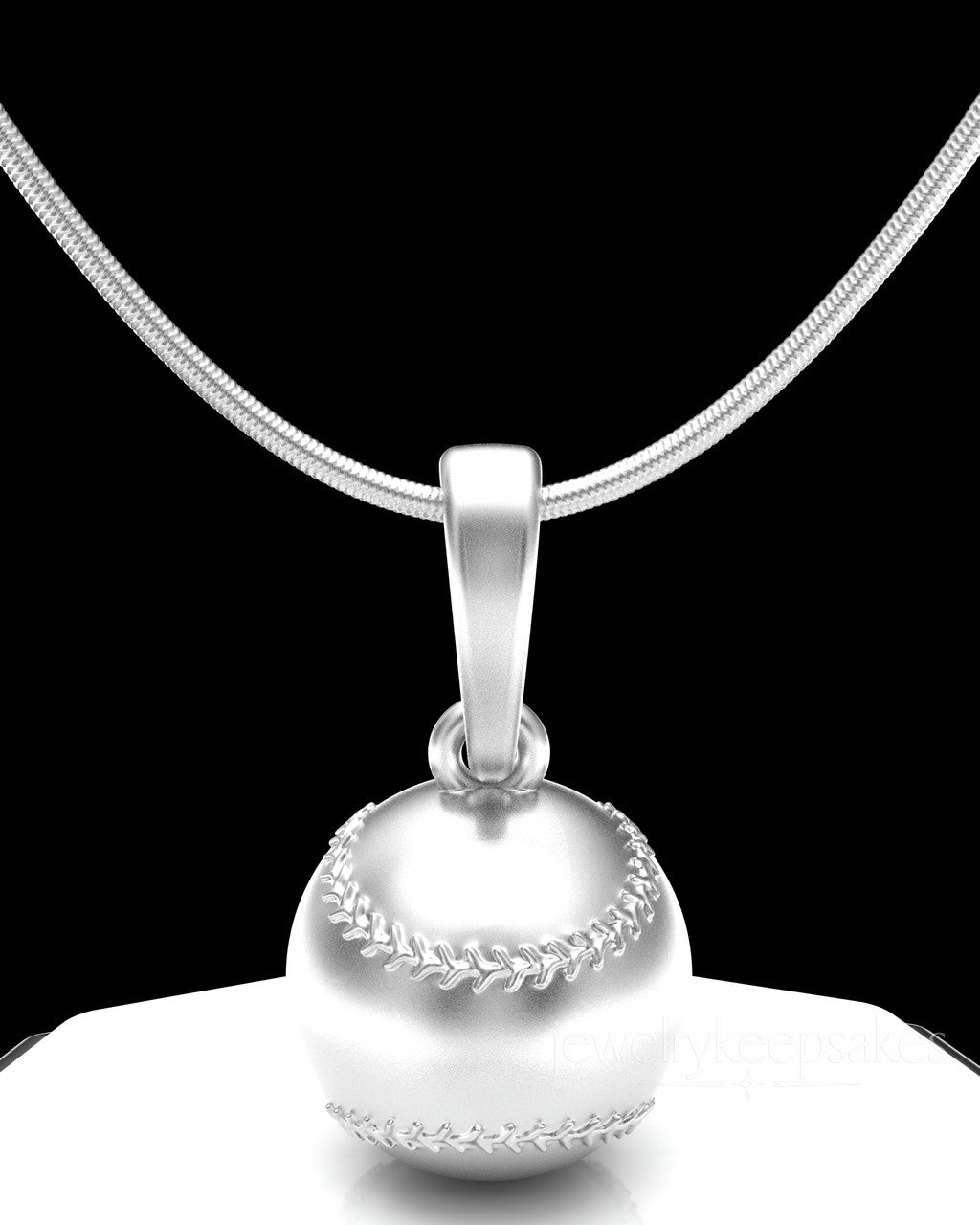 Solid 14k White Gold Baseball Permanently Sealed Waterproof Cremation Pendant