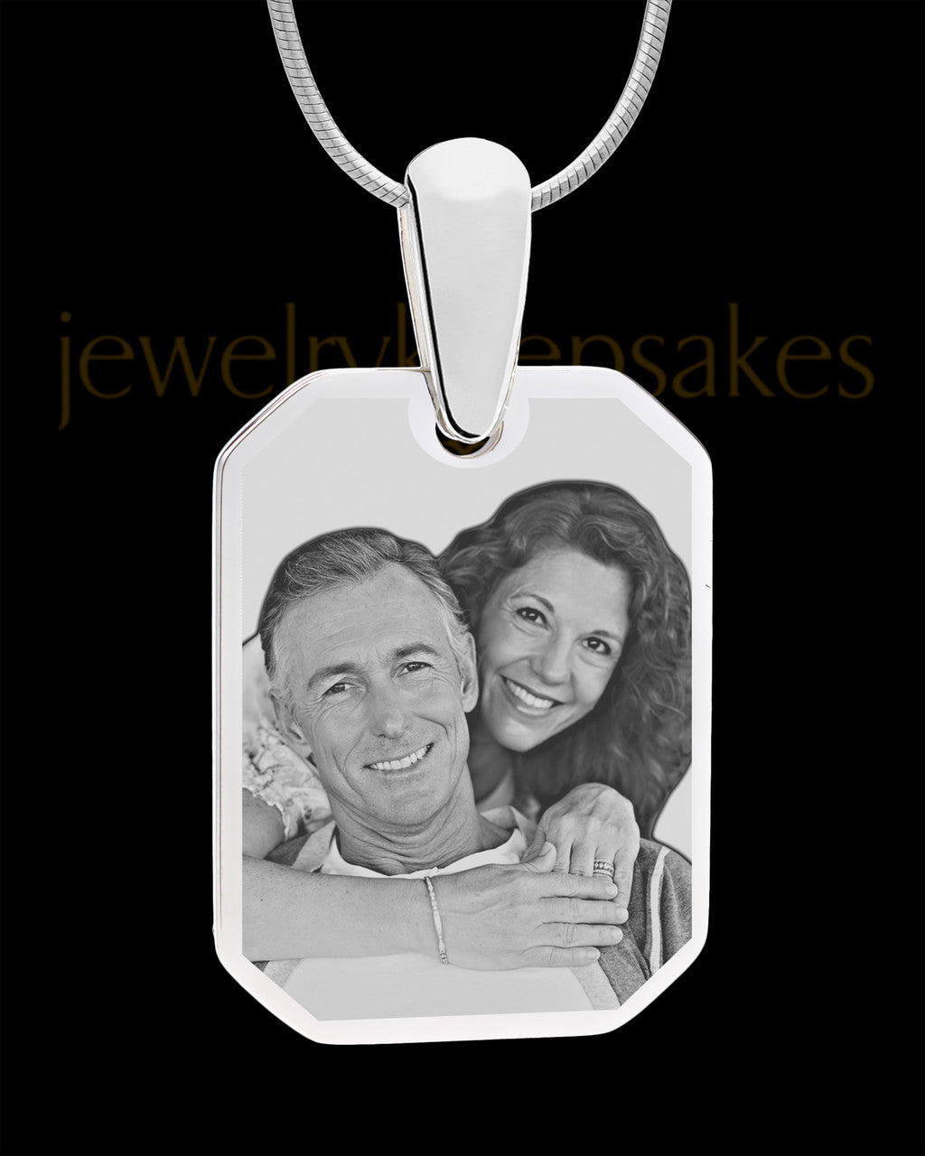Silver Octagon Photo Engraved Pendant