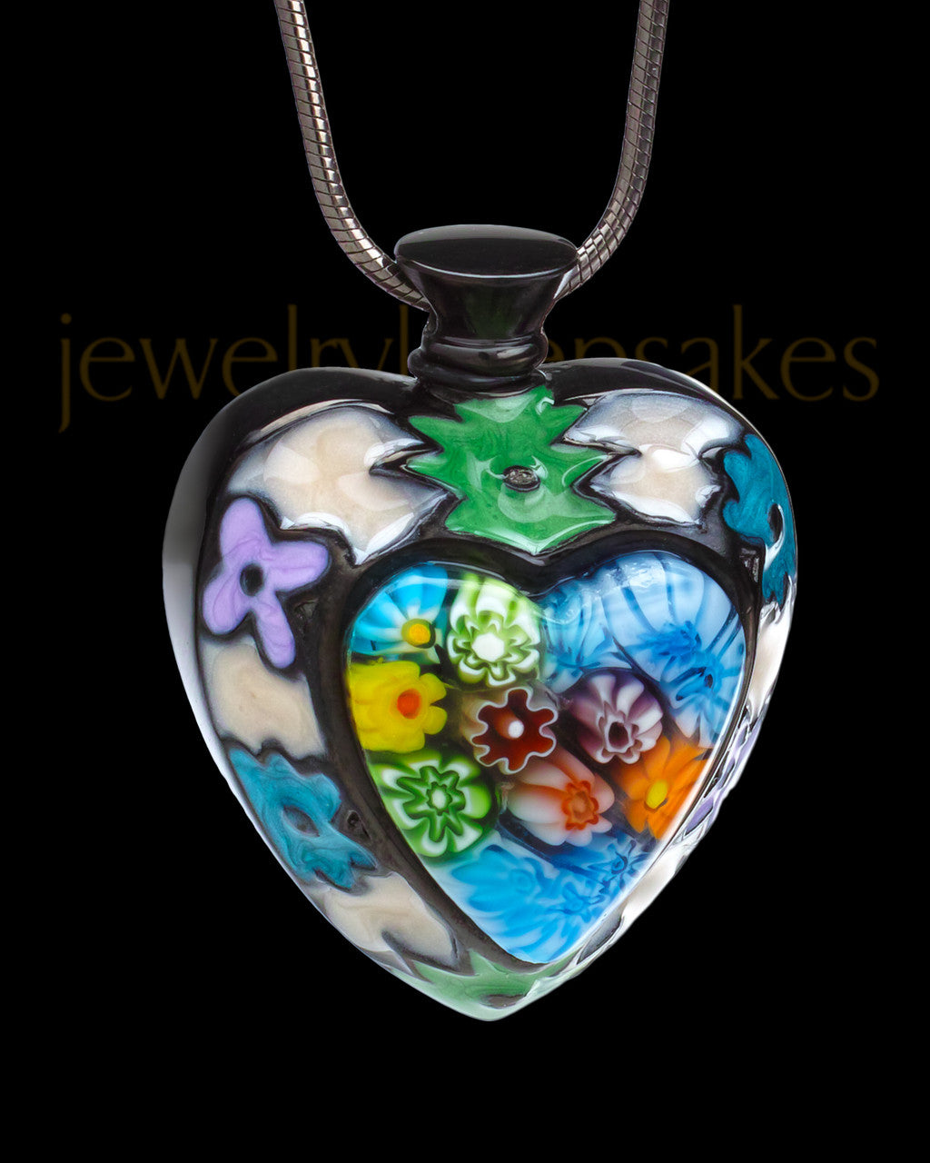 Black Plated Pleasant Heart Cremation Urn Pendant