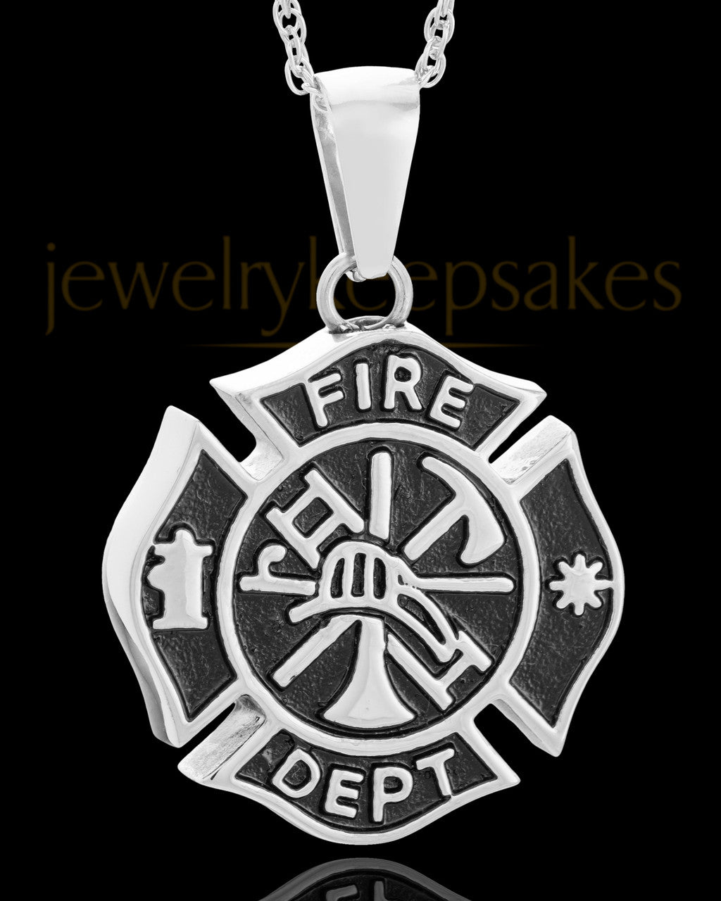 Stainless Fire Department Medallion Urn Pendant