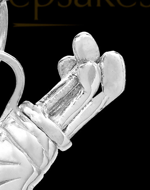 Golf Clubs White Gold Jewelry Urn
