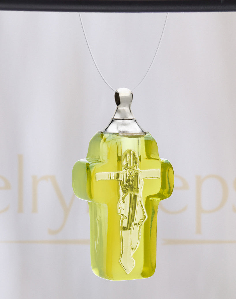 Golden Faithful Cross Glass Reflection Pendant