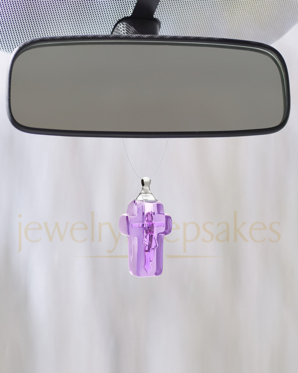 Lavender Faithful Cross Glass Reflection Pendant