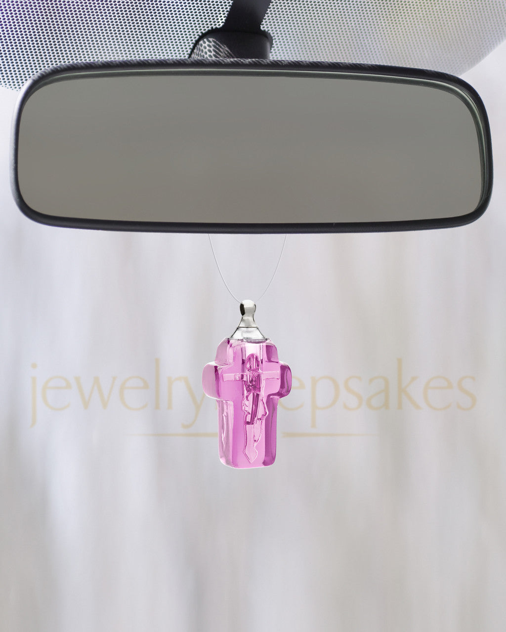 Pink Faithful Cross Glass Reflection Pendant