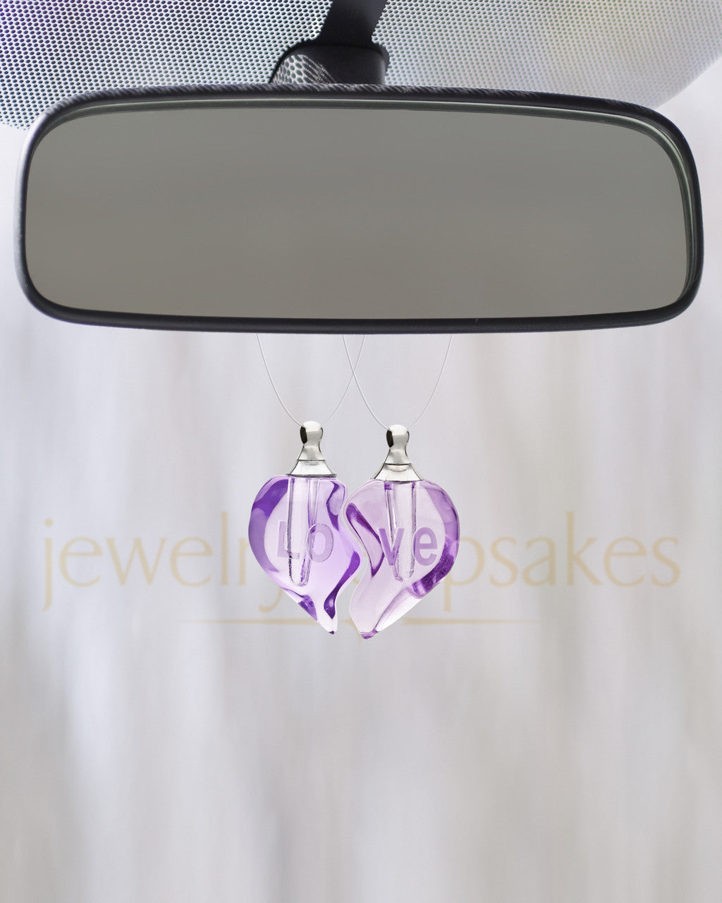 Violet Double Hearts Glass Reflection Pendant
