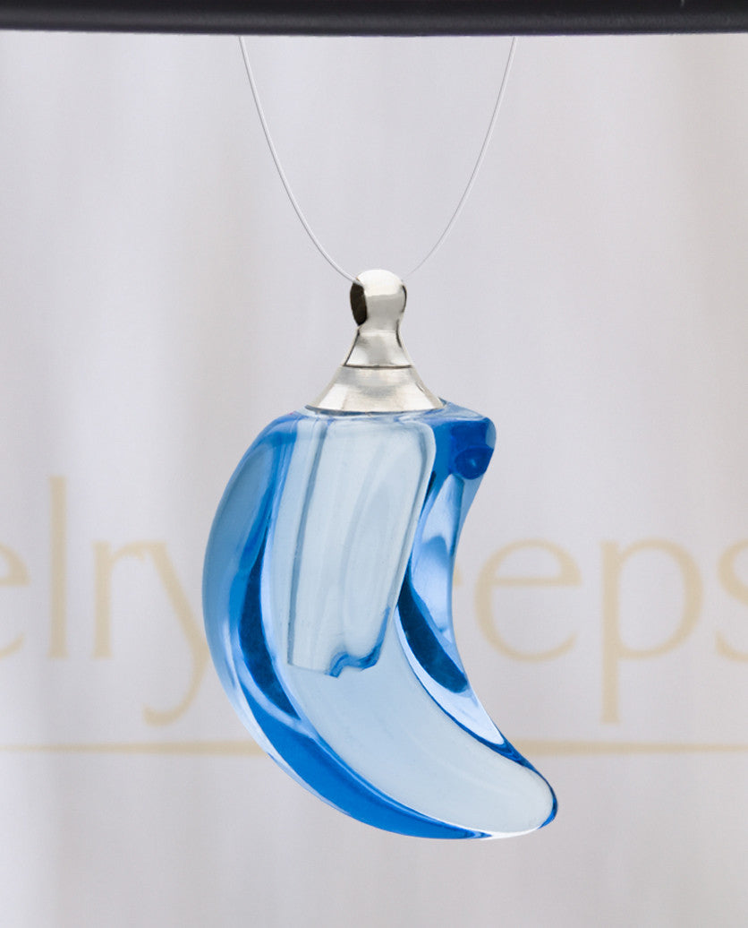 Blue Crescent Glass Reflection Pendant