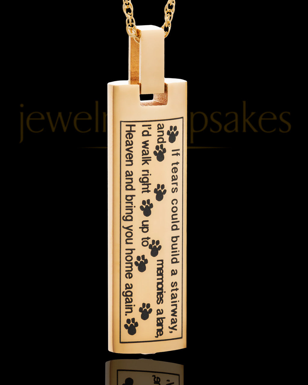 Gold Plated Sentimental Cylinder Pet Urn Pendant