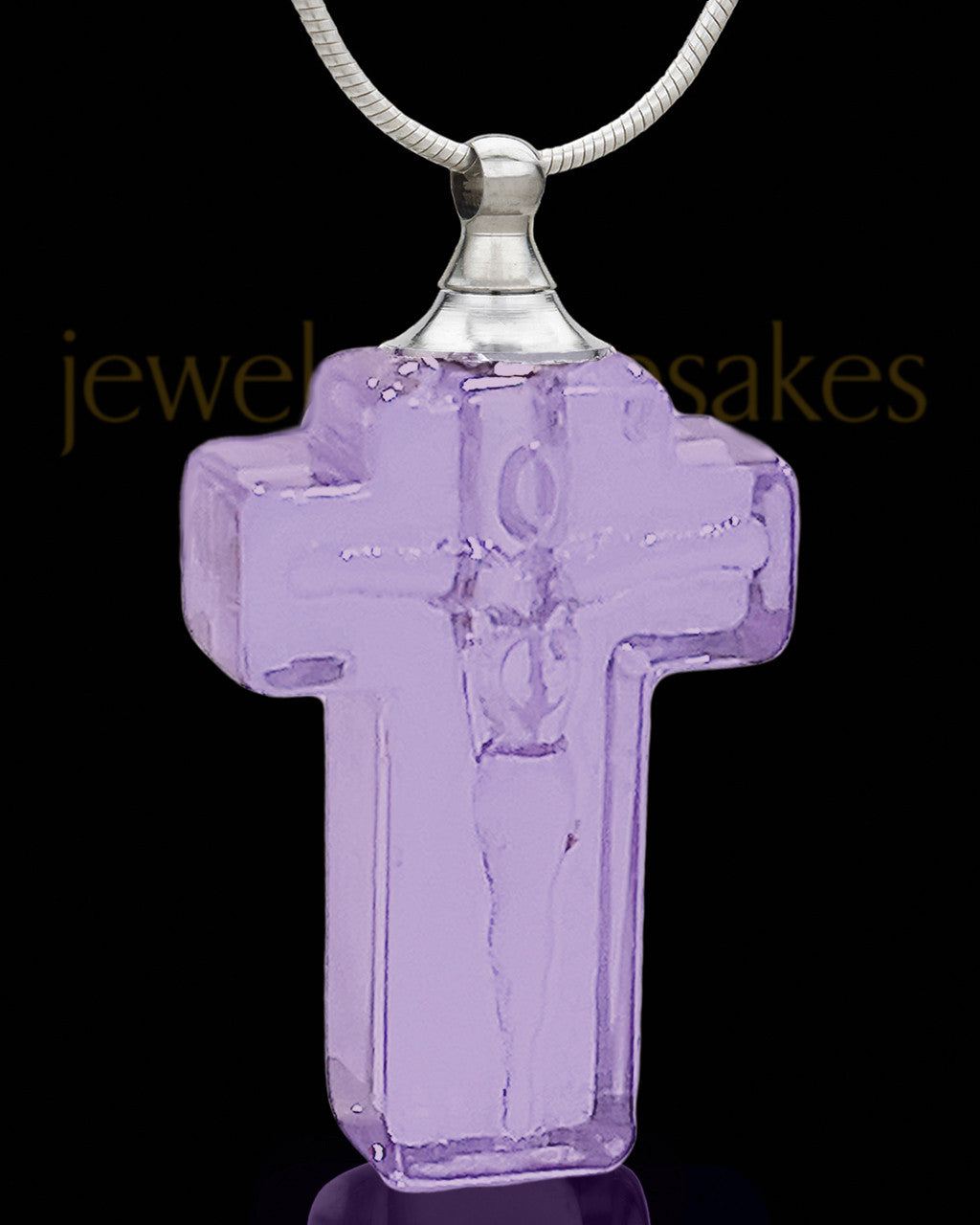 Large Ash Pendant Lavender Faithful Cross Glass Locket