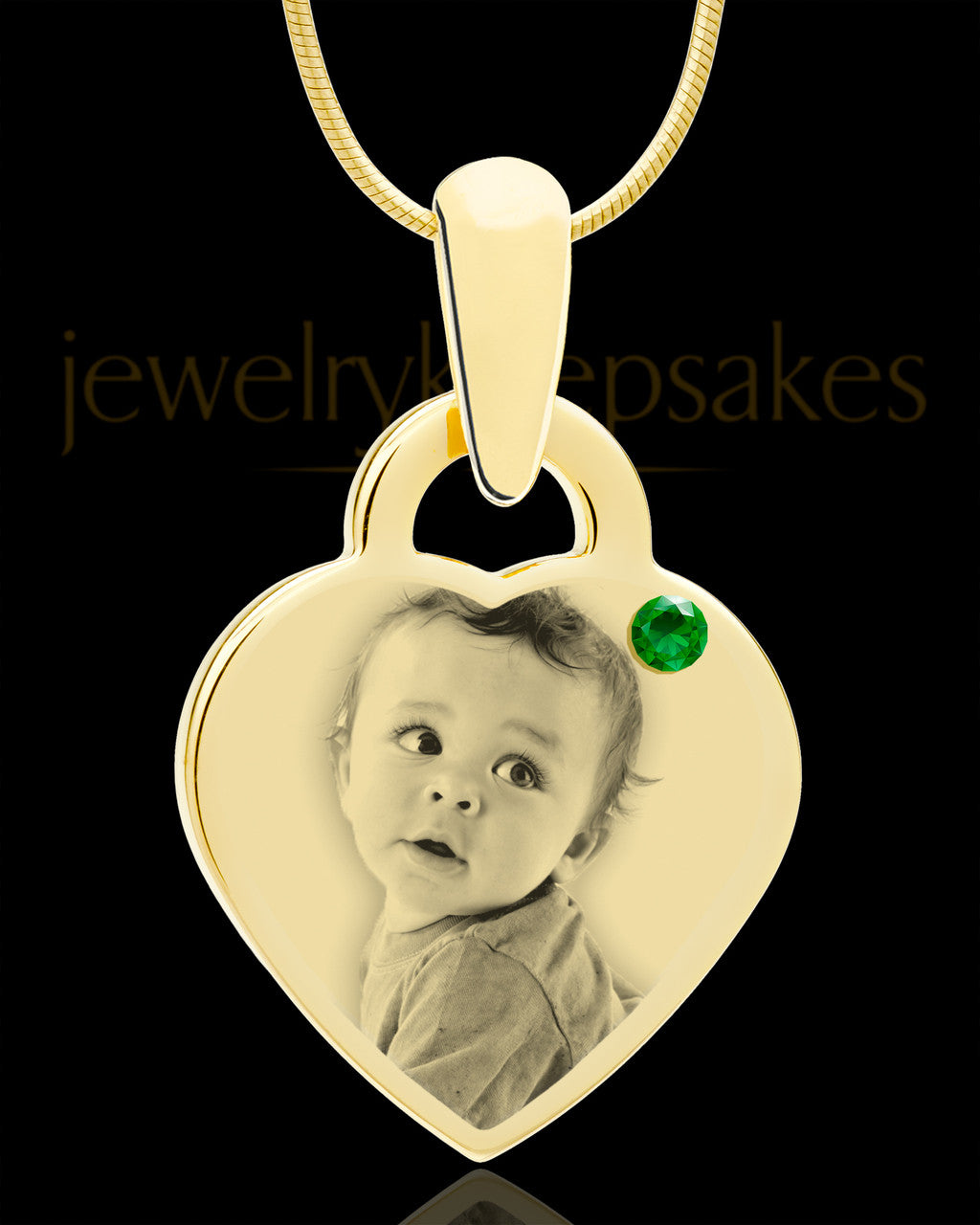 May Gold Small Photo Engraved Heart Pendant