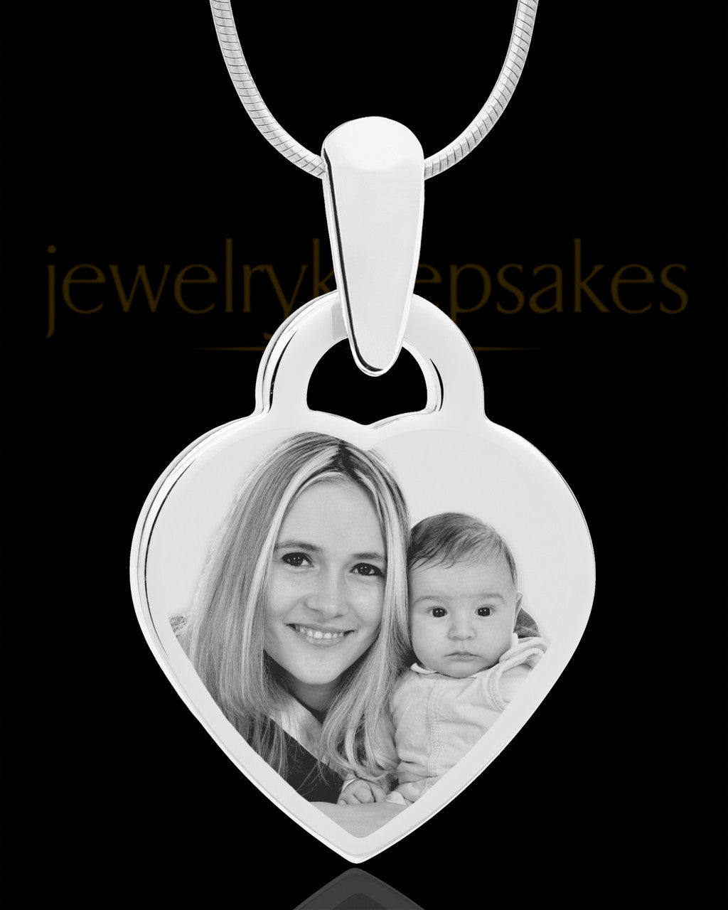 Photo Engraved Small Heart Pendant Stainless Steel