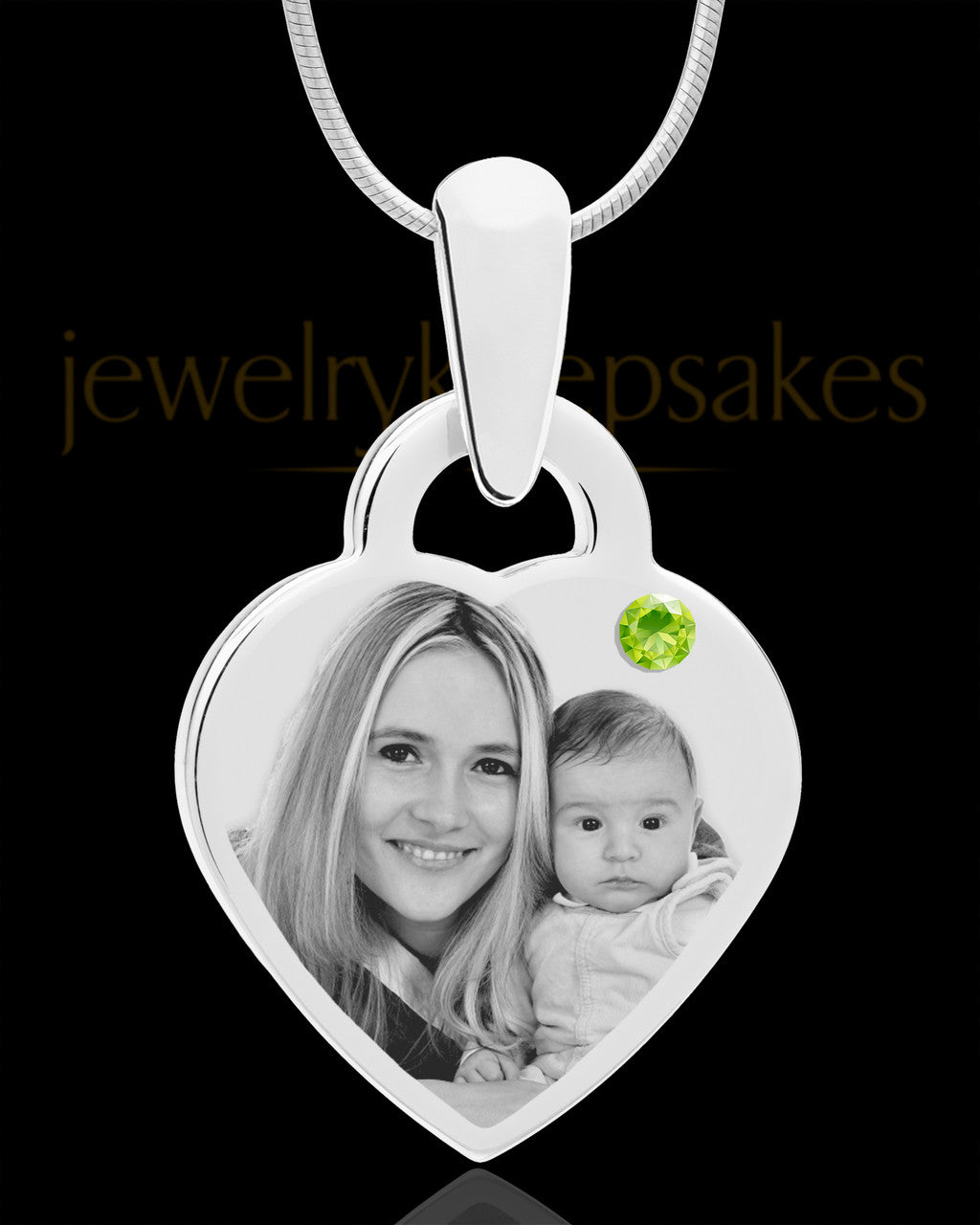 August Small Heart Stainless Photo Engraved Pendant