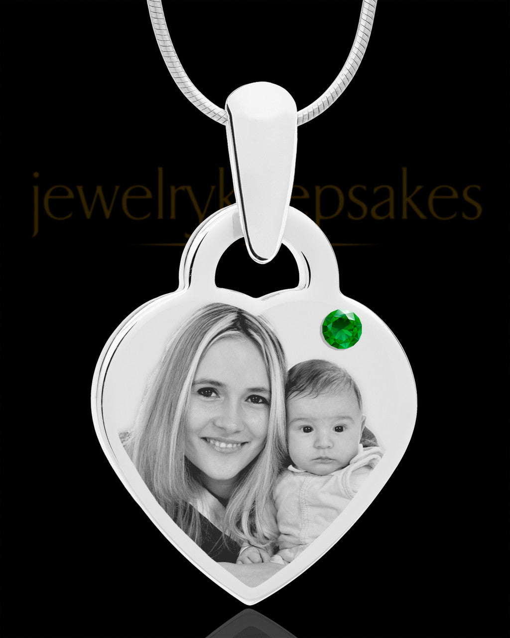 May Small Heart Stainless Photo Engraved Pendant