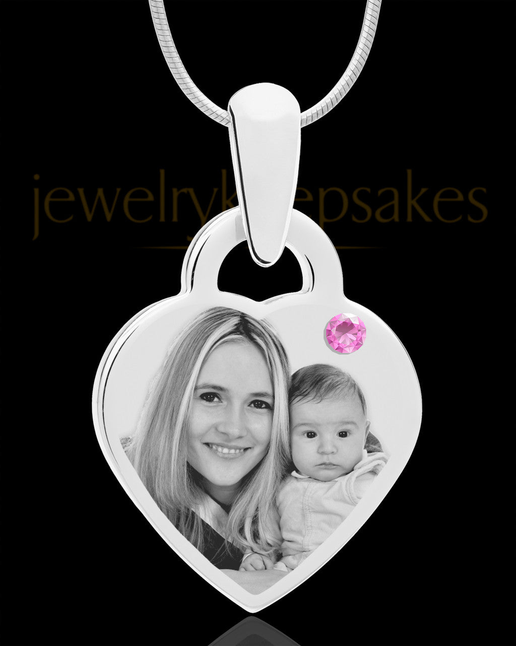 June Small Heart Stainless Photo Engraved Pendant