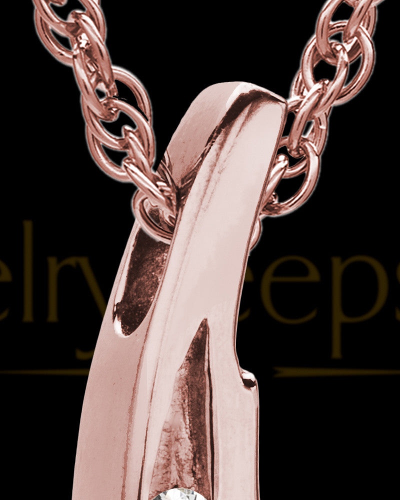 Remembrance Jewelry Cubic Zirconia Filled Solid 14K Rose Gold Leaf