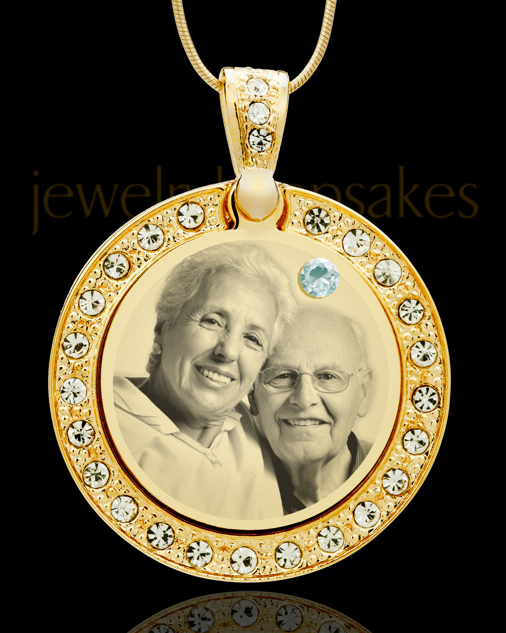 April Gold Gem Circle Birthstone Photo Pendant
