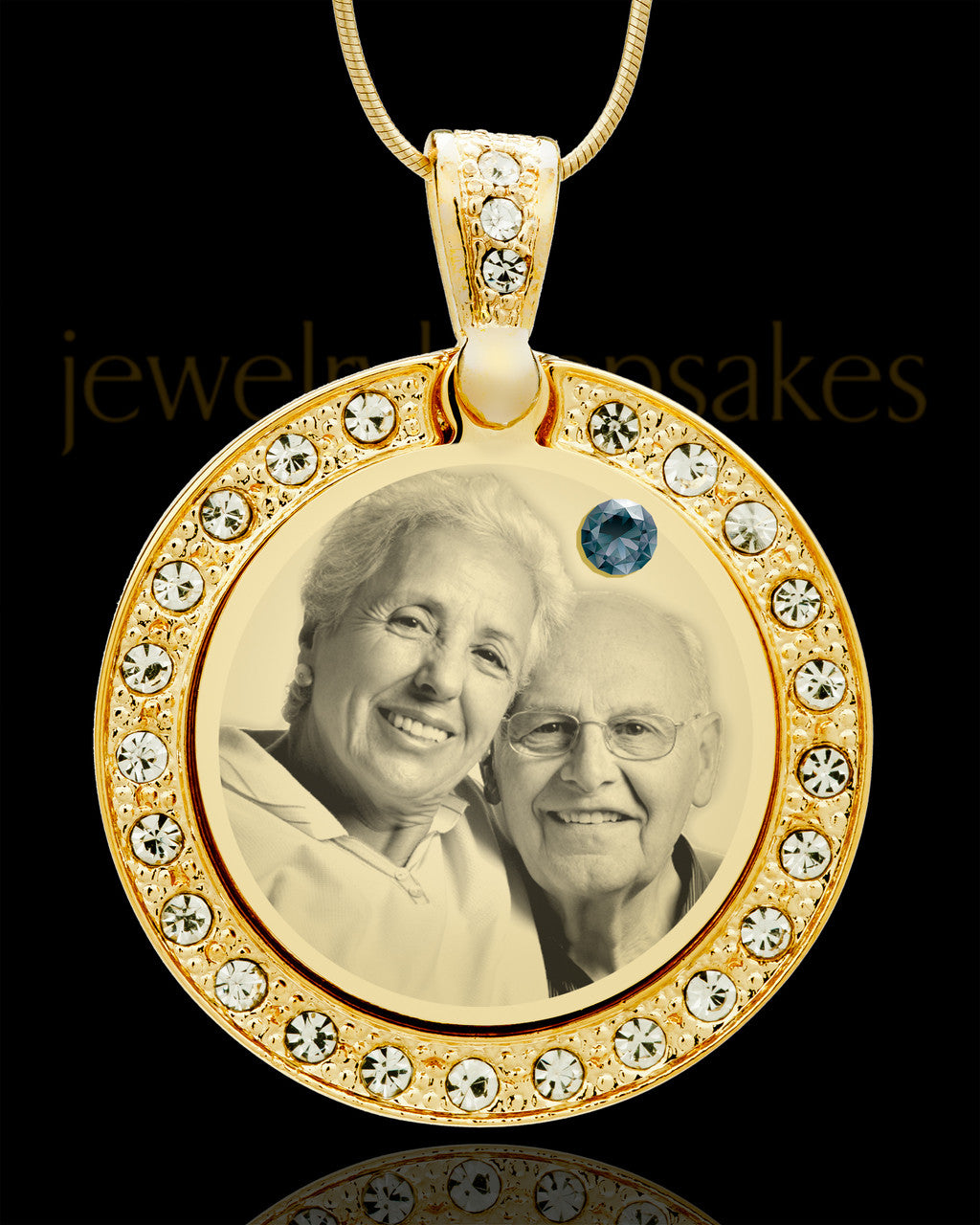 December Gold Gem Circle Birthstone Photo Pendant