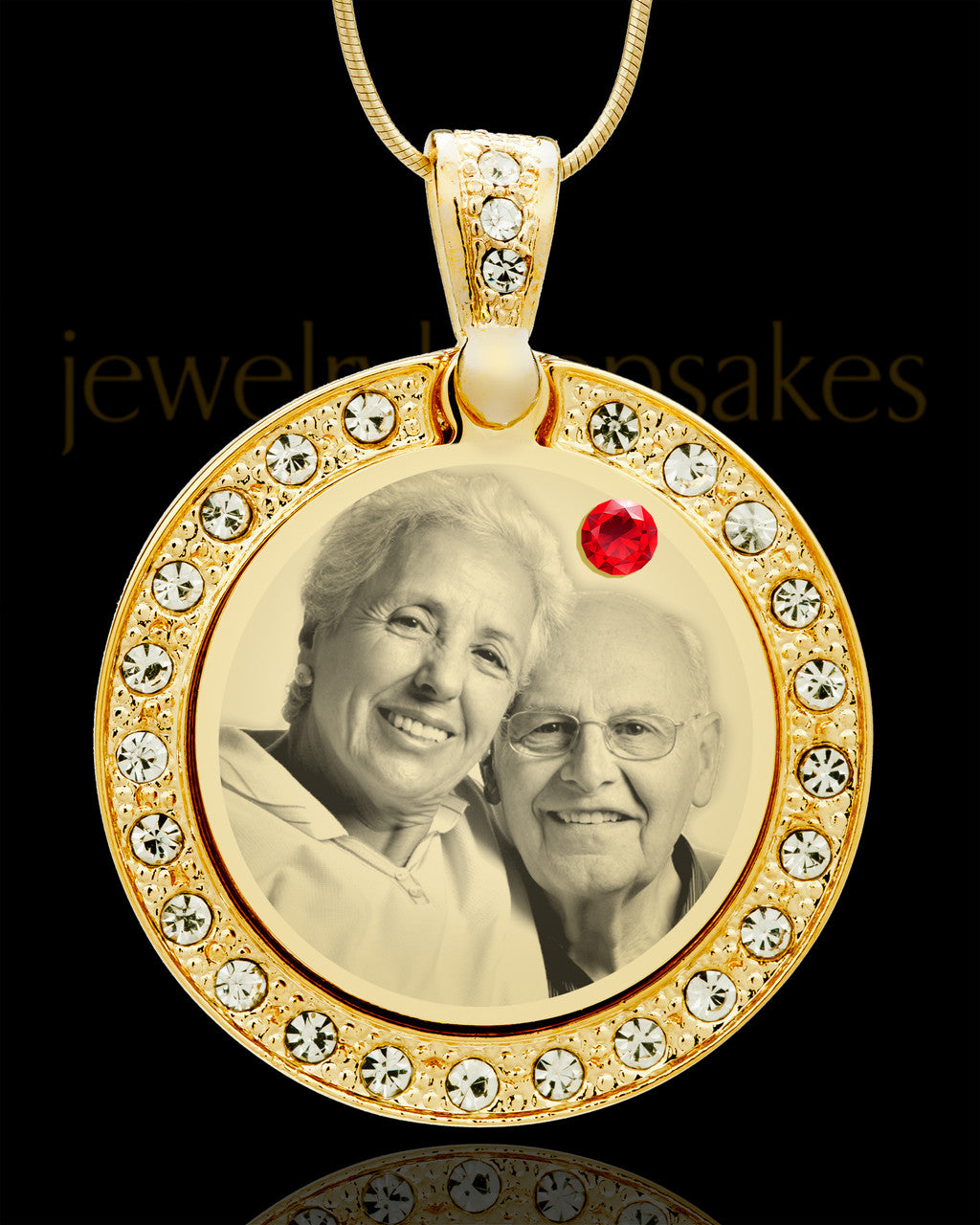 July Gold Gem Circle Birthstone Photo Pendant
