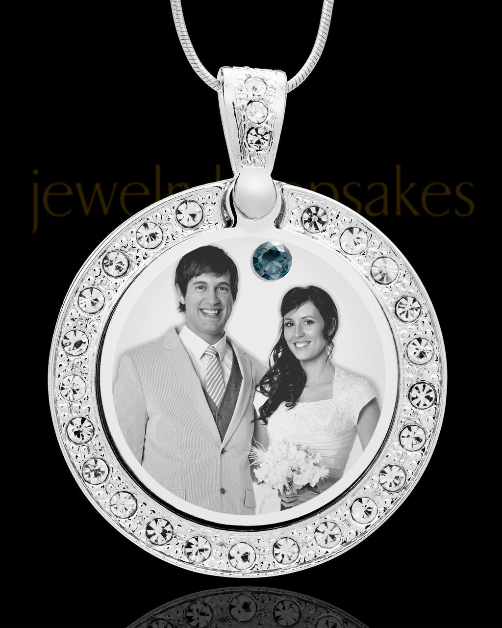 December Birthstone Gem Circle Photo Engraved Pendant