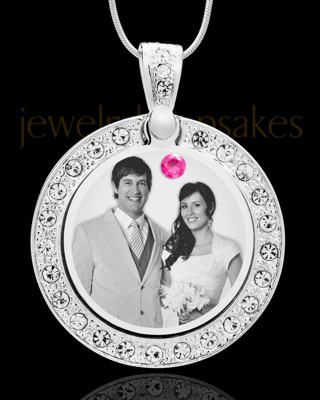 October Birthstone Gem Circle Photo Engraved Pendant