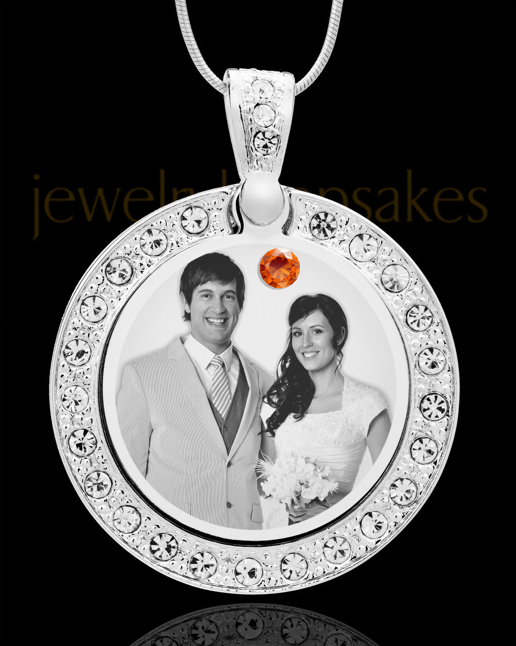 November Birthstone Gem Circle Photo Engraved Pendant