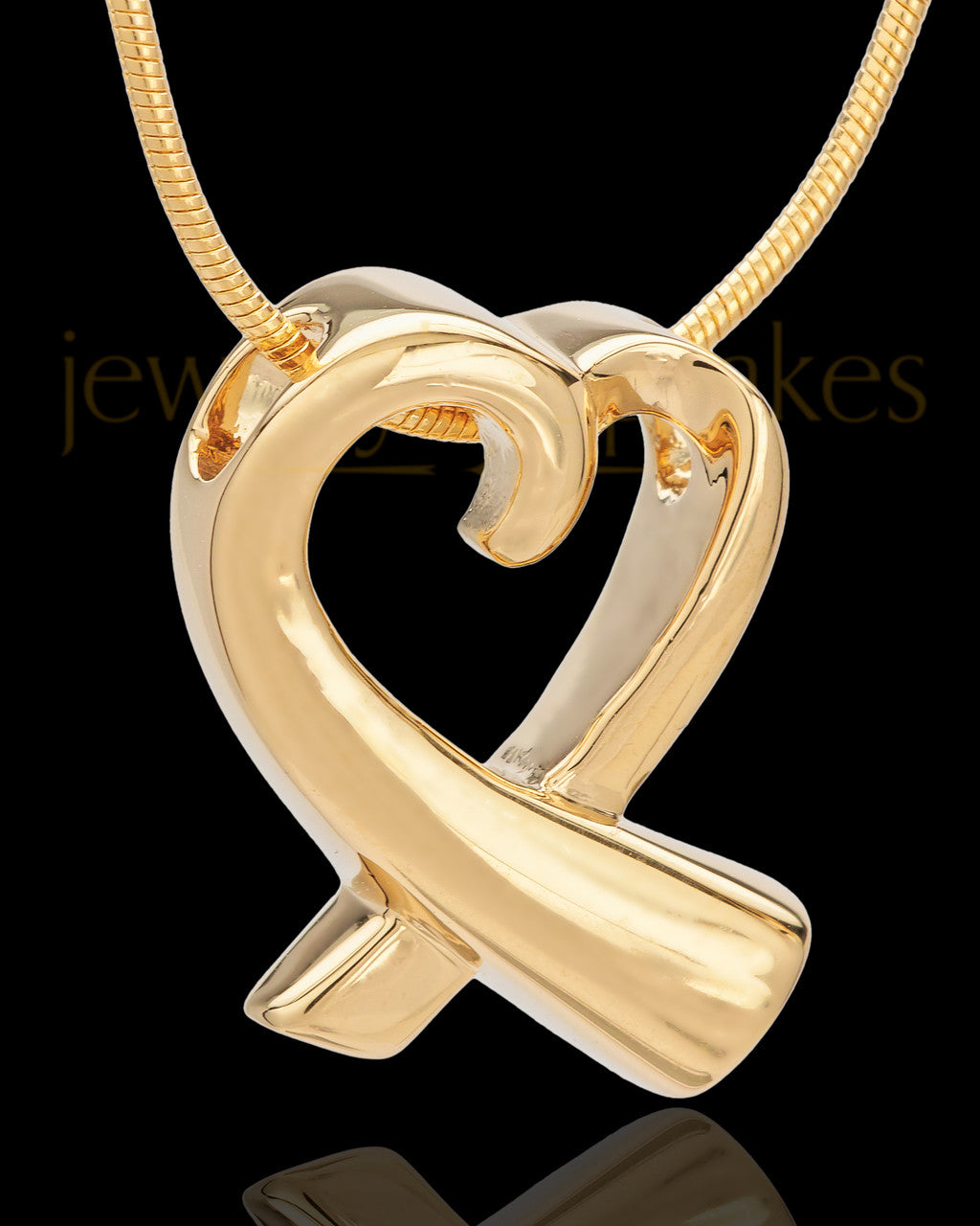 Gold Plated Ribboned Heart Remembrance Urn Pendant