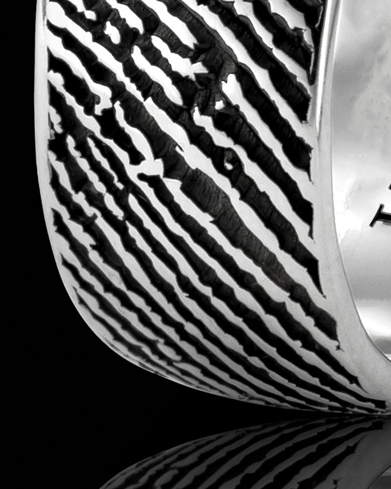 Men's Solid 14k White Gold Thumbprint Ring