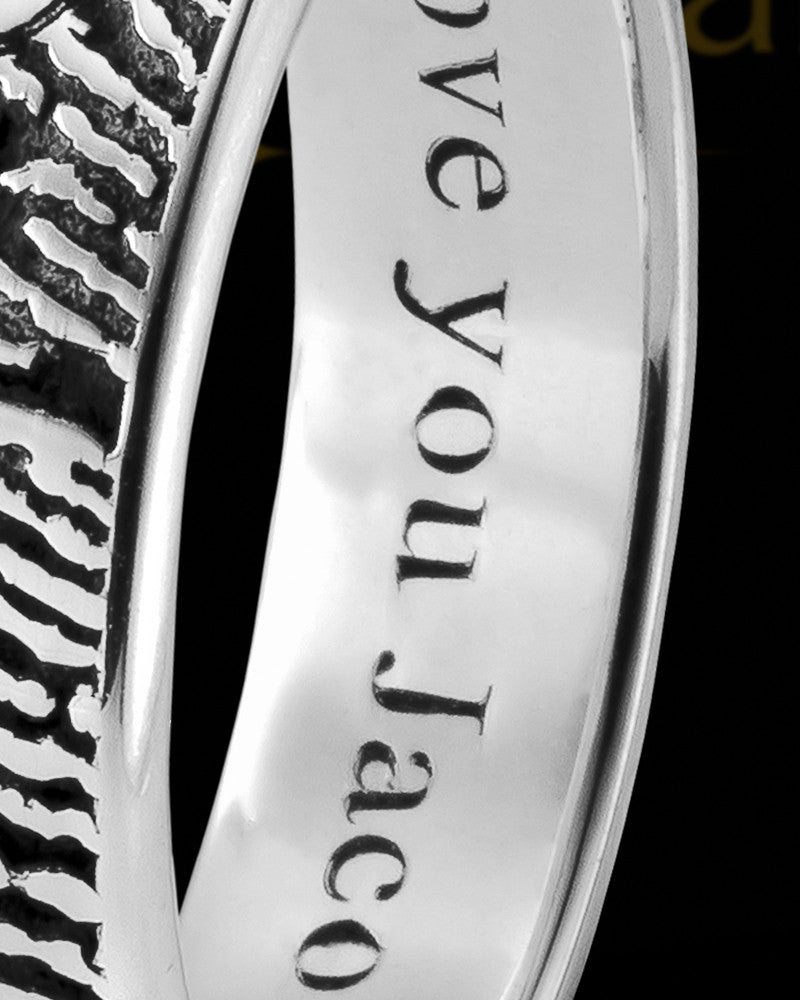 Ladies Solid 14k White Gold Heart Thumbprint Ring